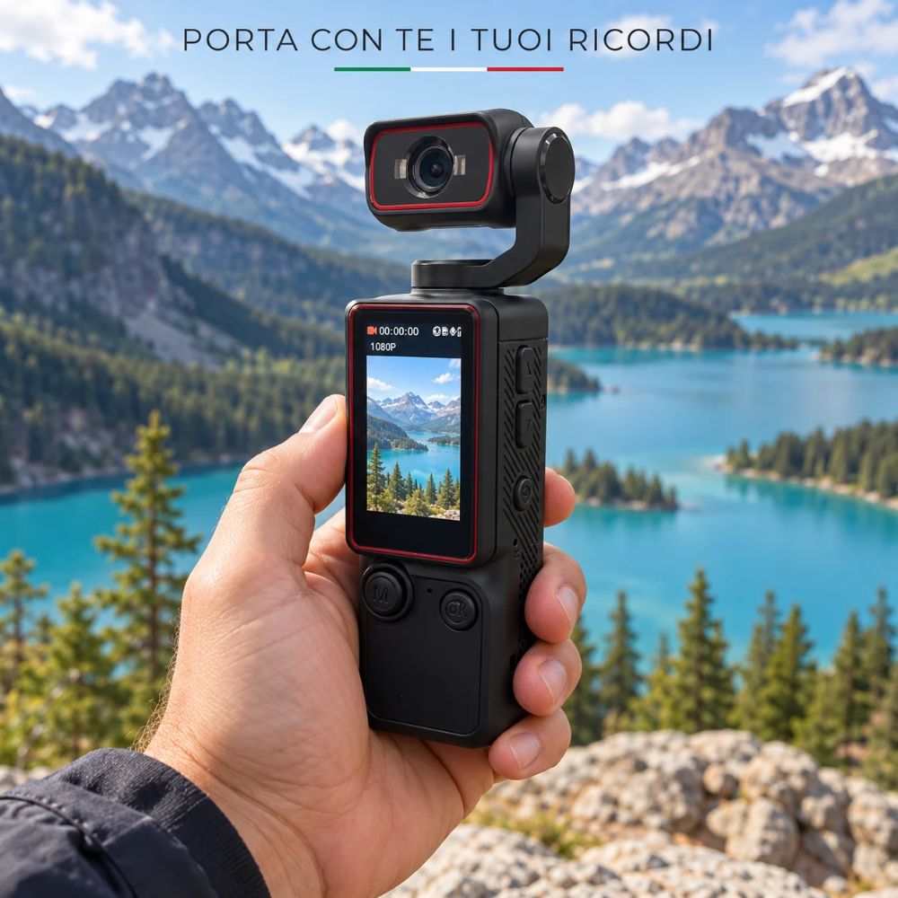 Videocamera Portatile Vlogging WiFi 1080P Foto Audio Schermo Orientabile
