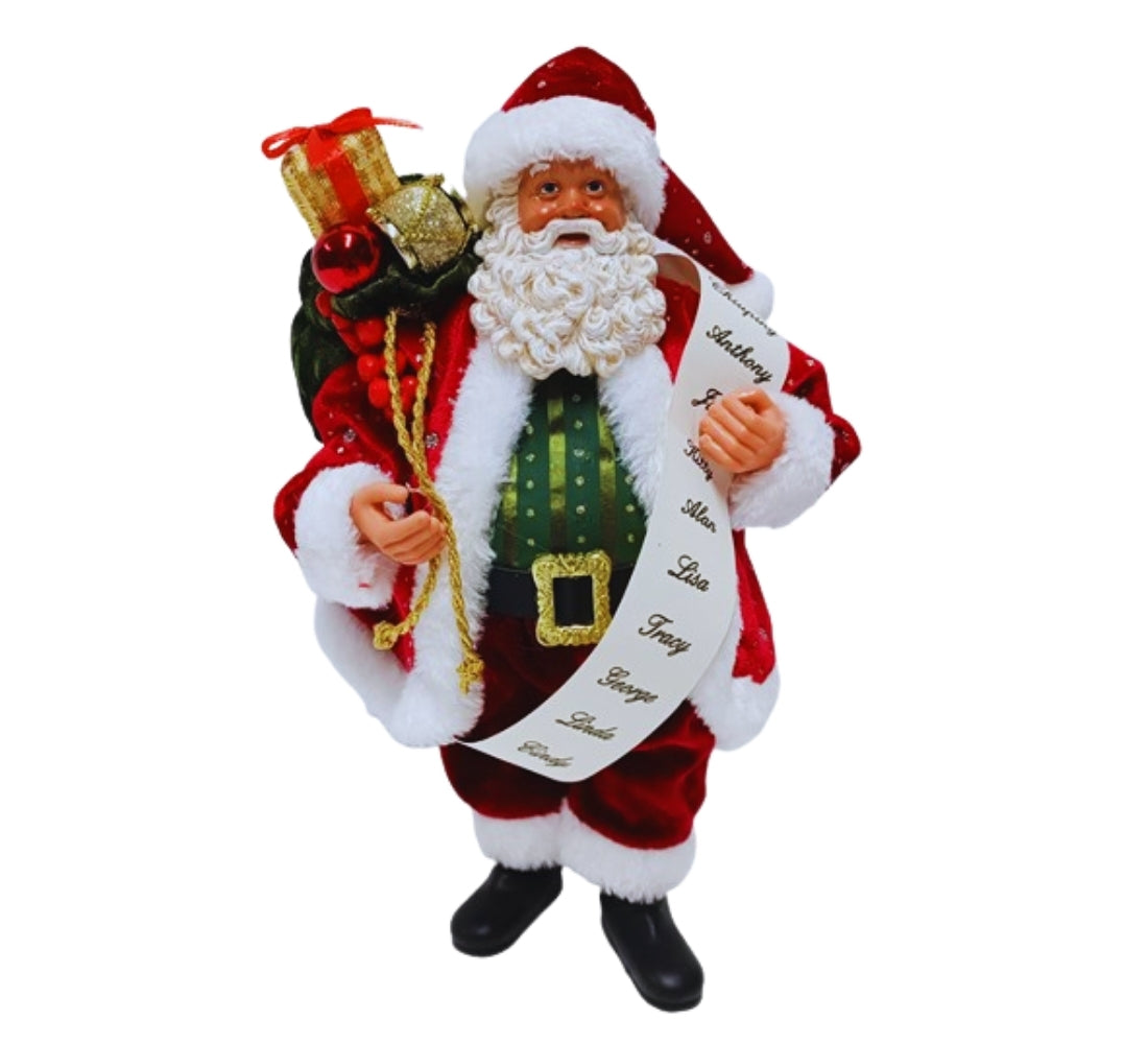 Babbo Natale 26 Cm Statua con Sacco di Regali Realistico Decorazione Natalizia