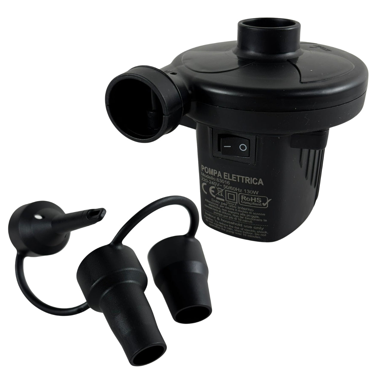 Pompa Elettrica 220V Gonfiabili Piscina Materassini Gommoni Gonfiatore 3 Ugelli