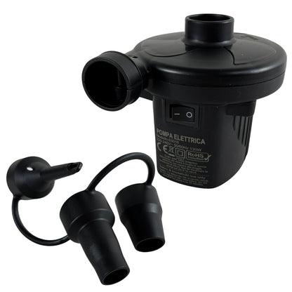Pompa Elettrica 220V Gonfiabili Piscina Materassini Gommoni Gonfiatore 3 Ugelli