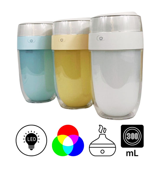 Umidificatore Aria per Auto Diffusore di Olio Essenziale LED 300 Ml Casa Ufficio