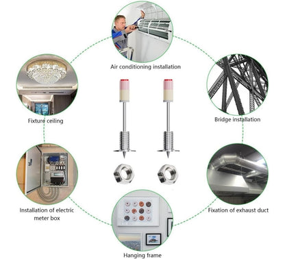 30 Chiodi Filettati Per Pistola Sparachiodi 30 Dadi M8 da 7,3 mm Cemento Ferro
