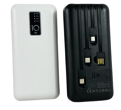 Power Bank10000 mAh Caricabatterie Portatile Ricarica Veloce 4 Cavi USB