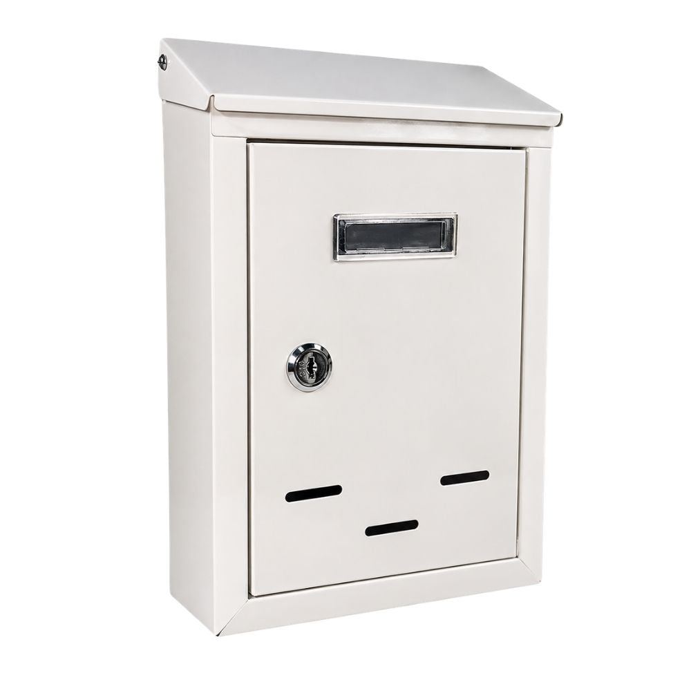 Cassetta della Posta Metallo 2 Chiavi 36X24X9.5 CM Postale Buca Lettere Bianco