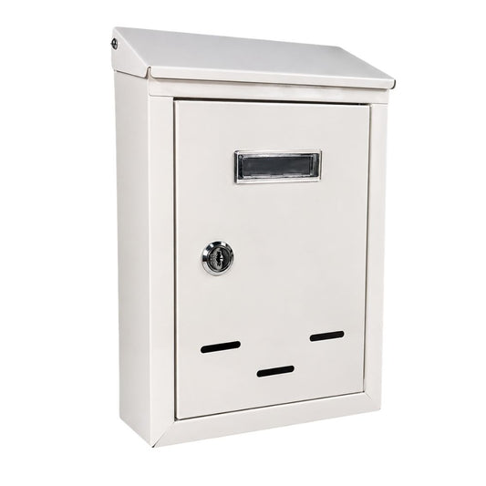 Cassetta della Posta Metallo 2 Chiavi 36X24X9.5 CM Postale Buca Lettere Bianco