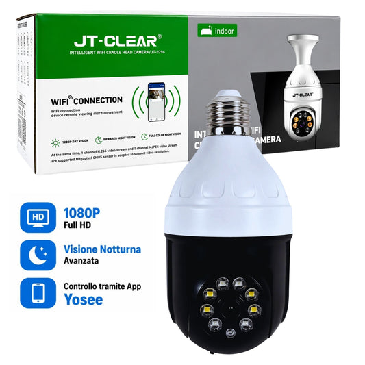 Telecamera WiFi Lampadina 360° 1080P IP Bulb Camera E27 Visione Notturna