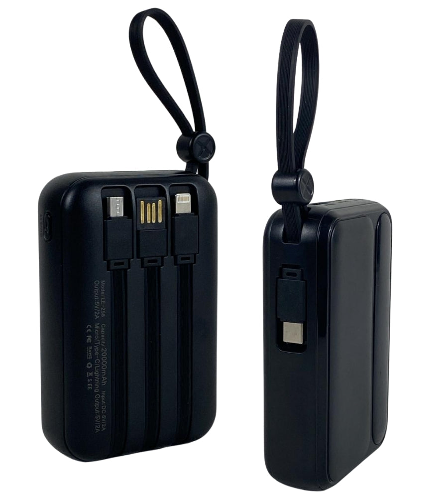 Power Bank 20000 mAh Caricabatterie Portatile Alta Velocità 4 Cavi USB Fast