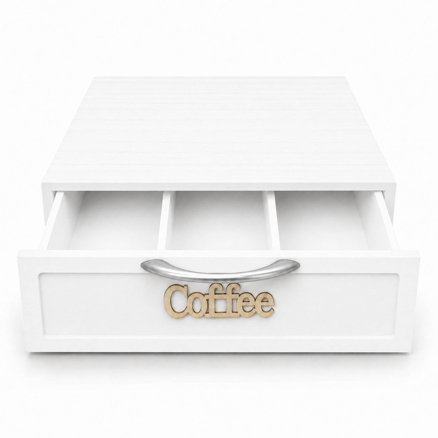 Cassetto Porta Cialde Capsule in Legno Organizer Cucina 30x30x10 cm Bianco