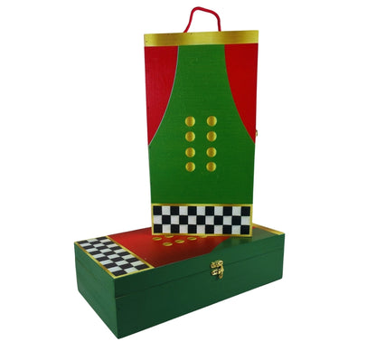 Cassetta Porta Bottiglie in Legno Doppia Scatola per 2 Bottiglie Vino Decorata