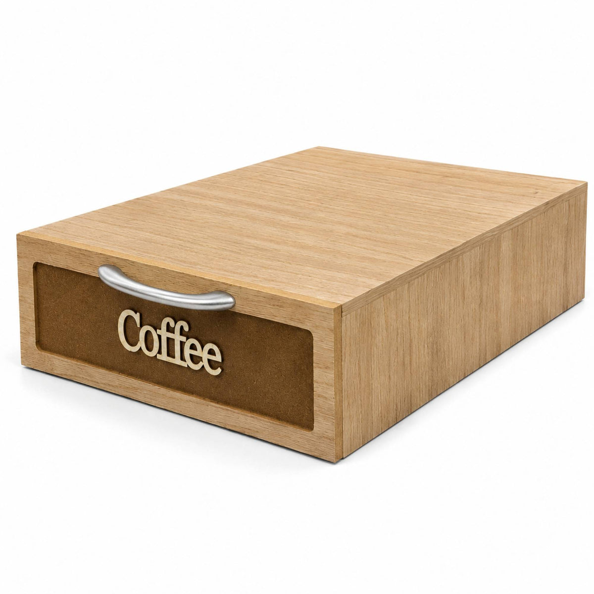 Cassetto Porta Cialde Caffè Legno Scuro 2 Scomparti 30x20x10cm Maniglia Coffee