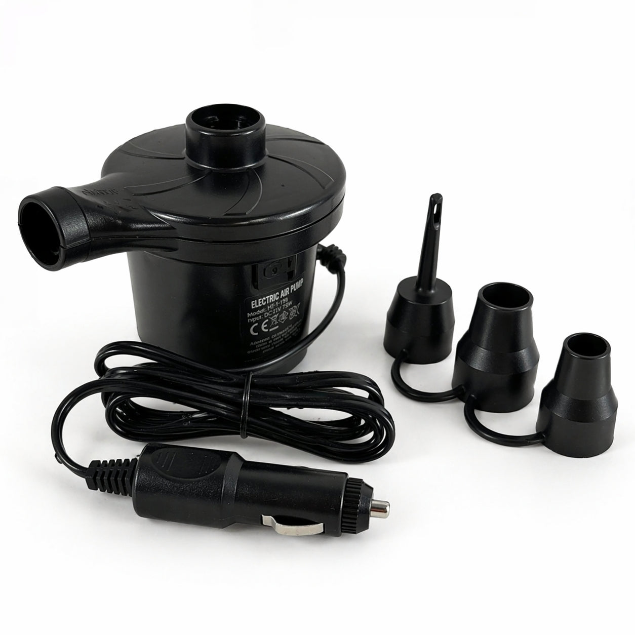 Pompa Elettrica 12V Auto Gonfiabili Materassini Piscina Gonfiatore 3 Ugelli