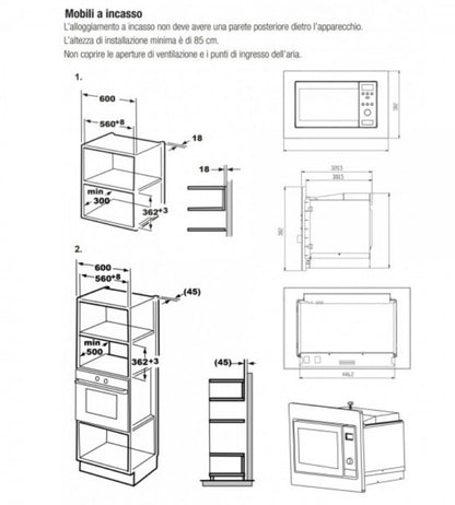 Beko BMOB17131X Microonde da Incasso per Installazione Pensile 8 Funzioni 700W
