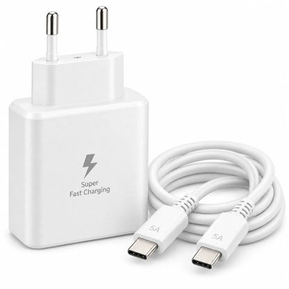 Caricatore Rapido USB C PD 45W con Cavo USB C USB C 5A Alimentatore Bianco