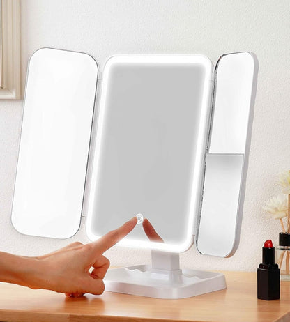 Specchio Cosmetico Illuminato Specchio Trucco LED 3 Zoom Regolabile Rotante USB