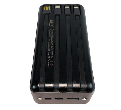 Power Bank Solare 50000 mAh Impermeabile Ricarica Rapida 4 Cavi USB Luce LED