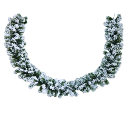 Ghirlanda Natalizia 200 Rami Innevata Decorare Addobbare Porta Camino Scala 270 cm