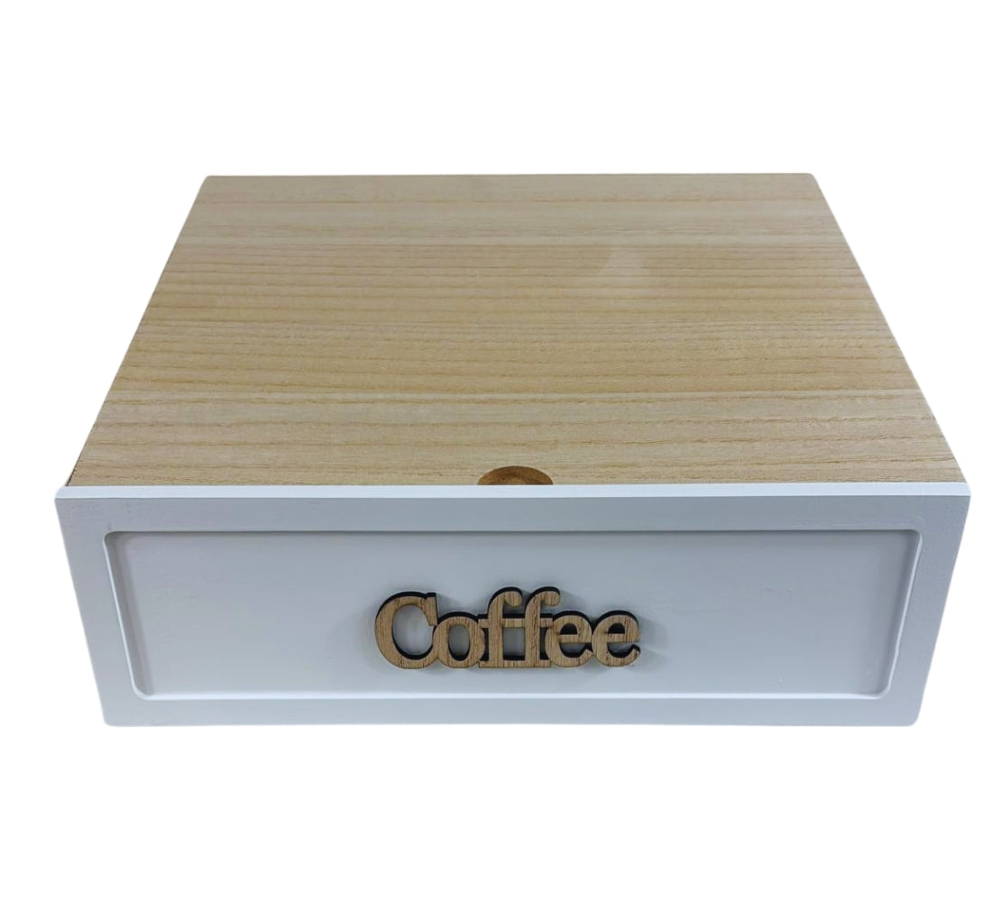 Cassetto Porta Cialde Capsule in Legno Organizer Cucina 30x30x10 cm 3 Scomparti