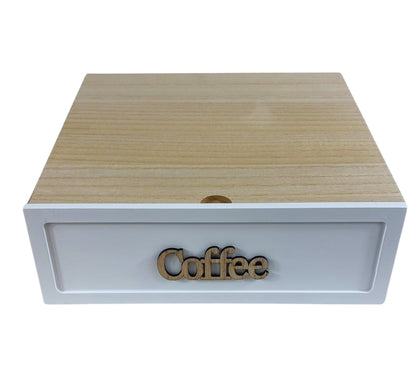 Cassetto Porta Cialde Capsule in Legno Organizer Cucina 30x30x10 cm 3 Scomparti