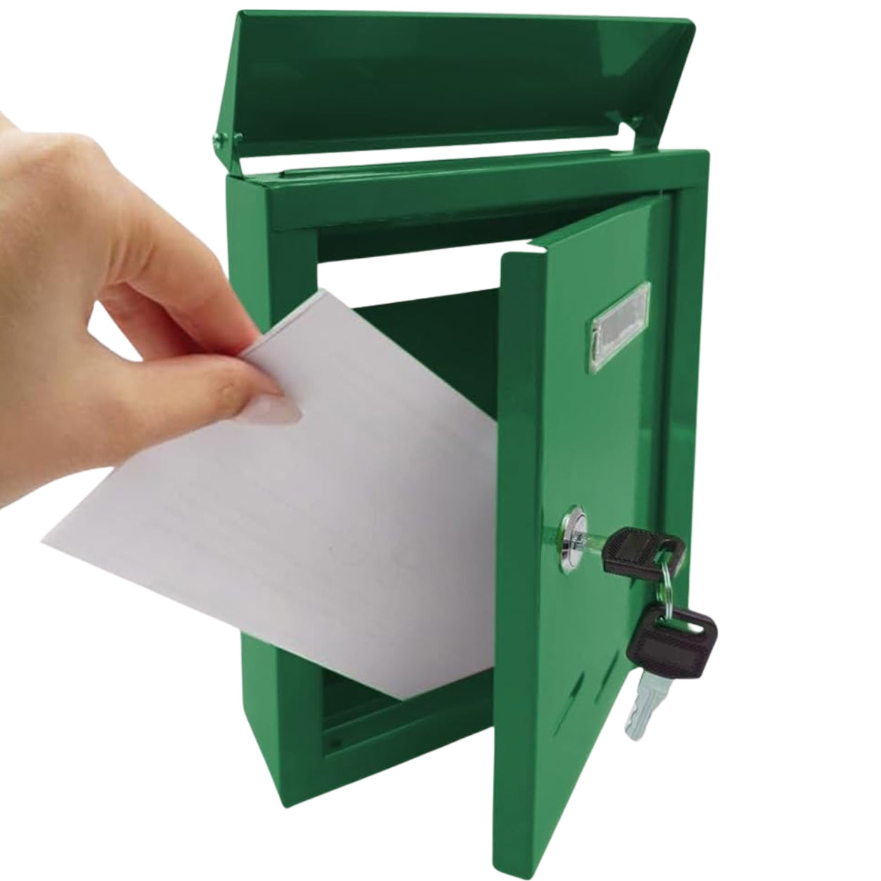 Cassetta Postale Verde Serratura 2 Chiavi 19x27cm Portalettere Esterno Targhetta