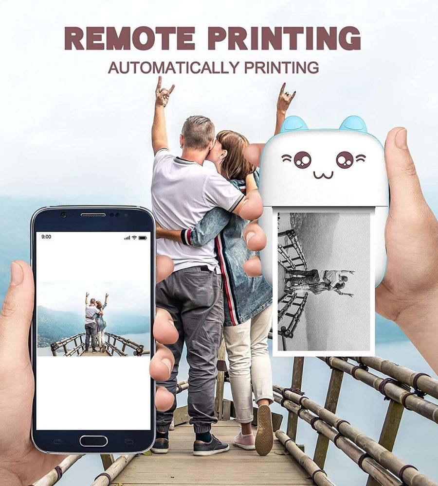 Mini Stampante Fotografica Termica BT Senza Fili APP Ios Android + 11 Rotolini