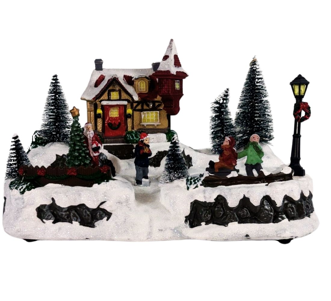 Villaggio Natalizio Casa Babbo Natale Pista Pattinaggio Movimento Luci e Musica