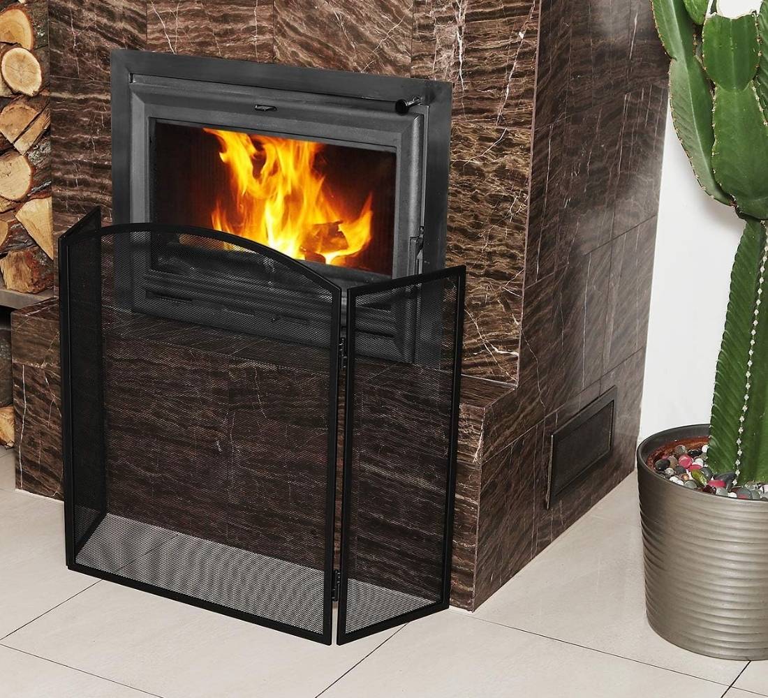 Parascintille Camino in Acciaio Grande 118 x 77 cm Parafuoco Caminetto Stufe