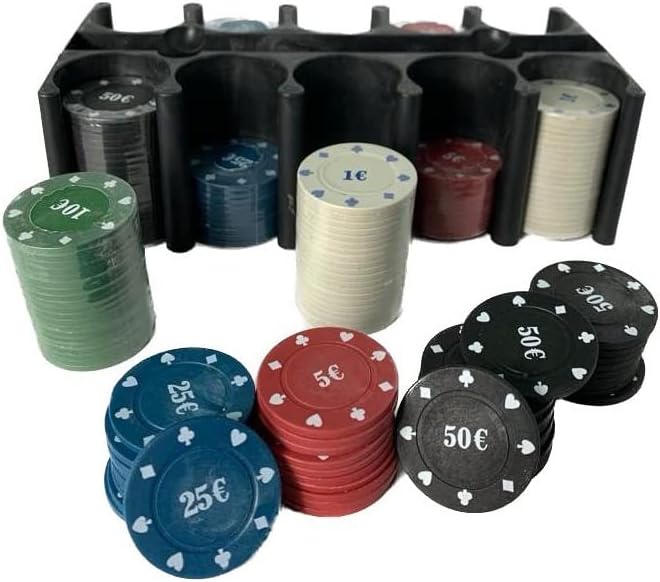 200 Fiches da Poker Numerate Soldi Euro Box da Gioco Texas Holdem Black Jack