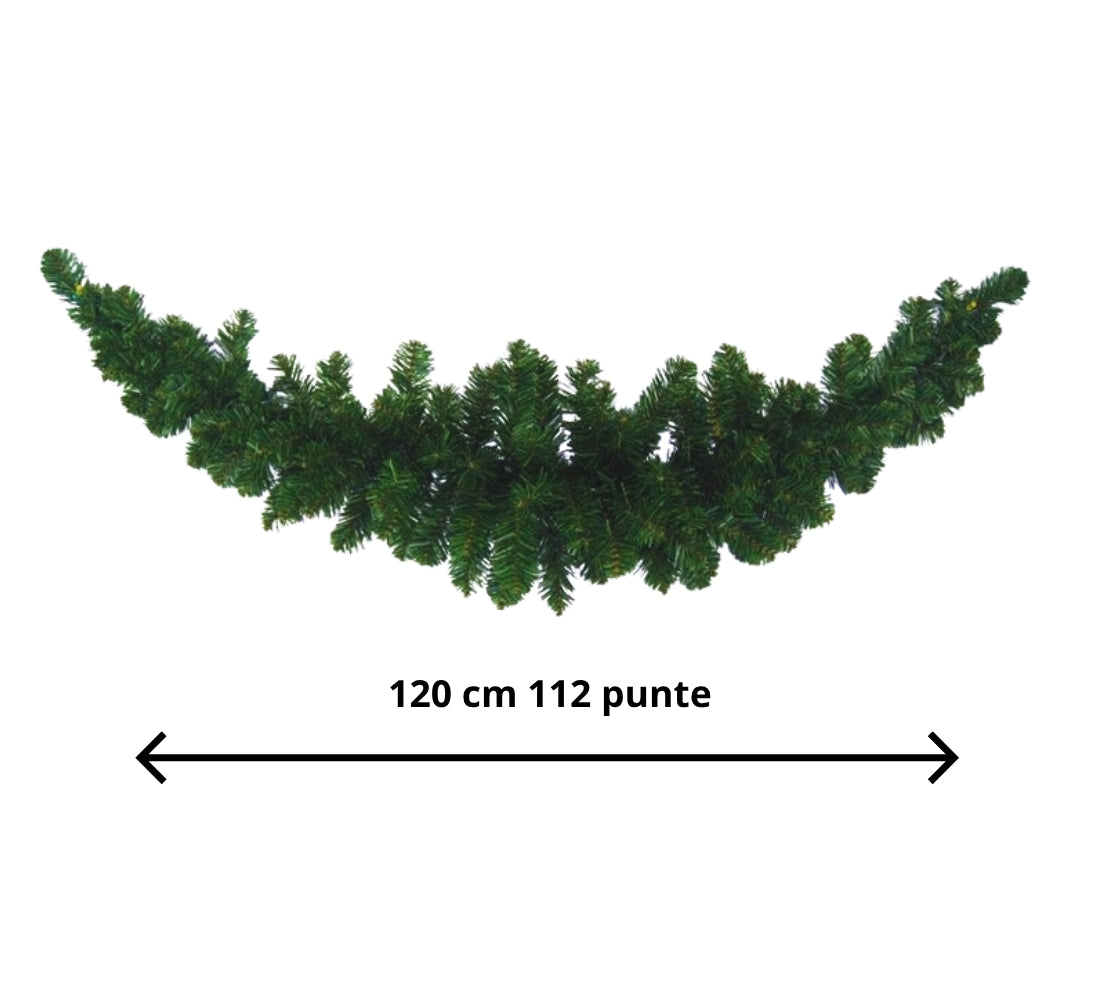 Ghirlanda Natalizia Cornicione 120cm 112 Punte Festone Decorazioni Natale JD240