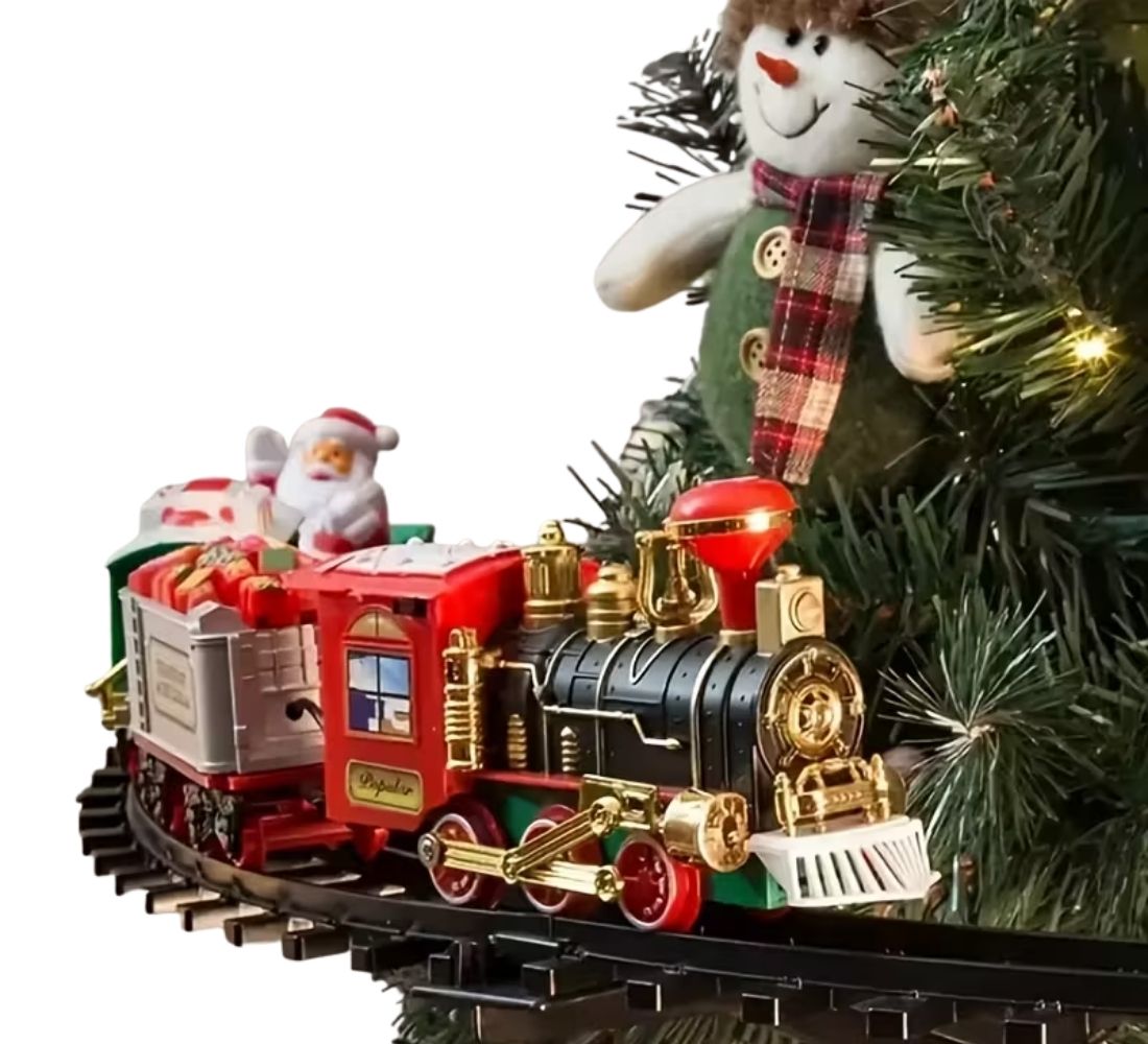 Trenino Natalizio Centrale Albero Di Natale Diametro 75 Cm 33 Pz Addobbi