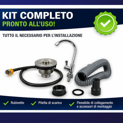 Lavello da Cucina Esterno Metallo con Rubinetto 75x40x83 cm Mobile Ripiani
