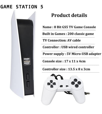 Console Game Station 5 con 200 Giochi Videogioco Retro' 2 Controller Cablati