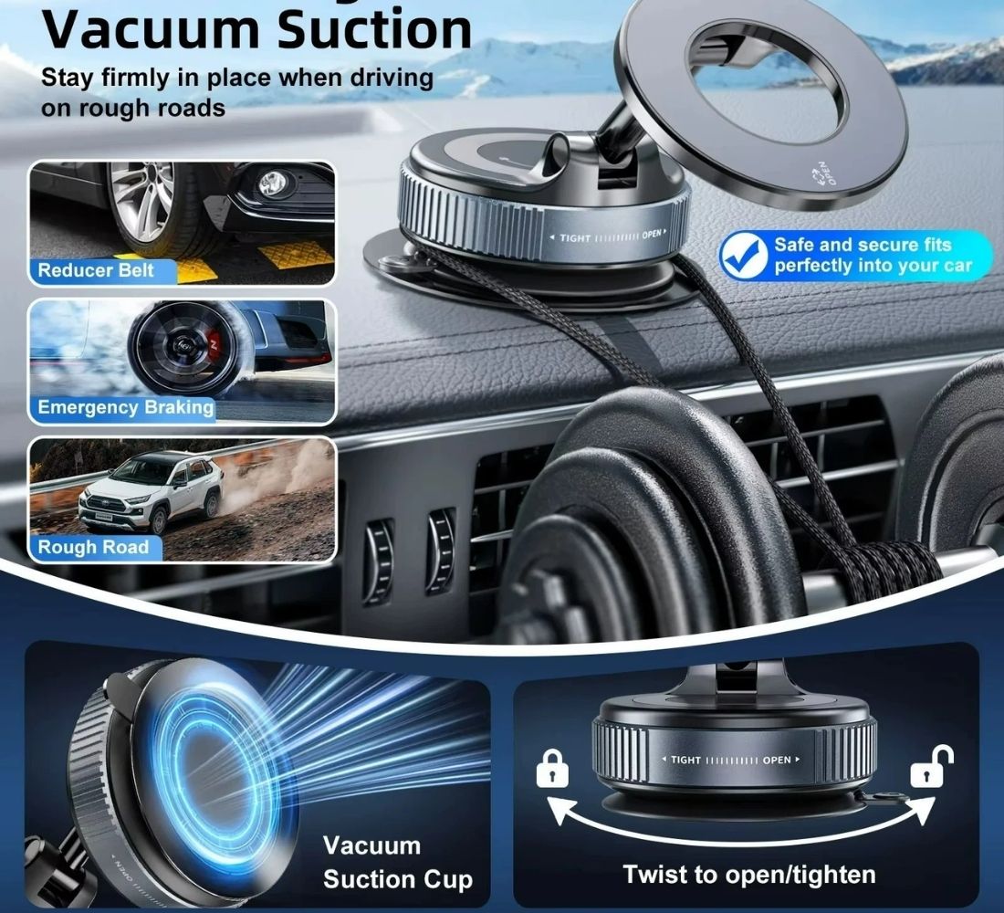 Supporto Telefono Auto Porta Cellulare Magnetico Forte Regolabile 360° Cruscotto