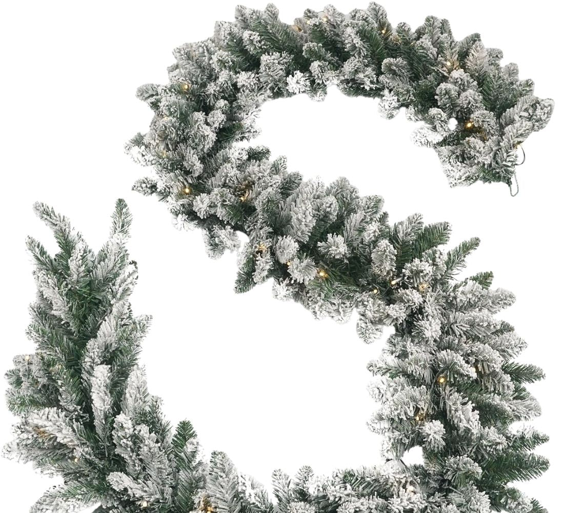 Ghirlanda Luminosa tralcio Verde innevato con luci 180 cm 120 Rami LED Luce Calda