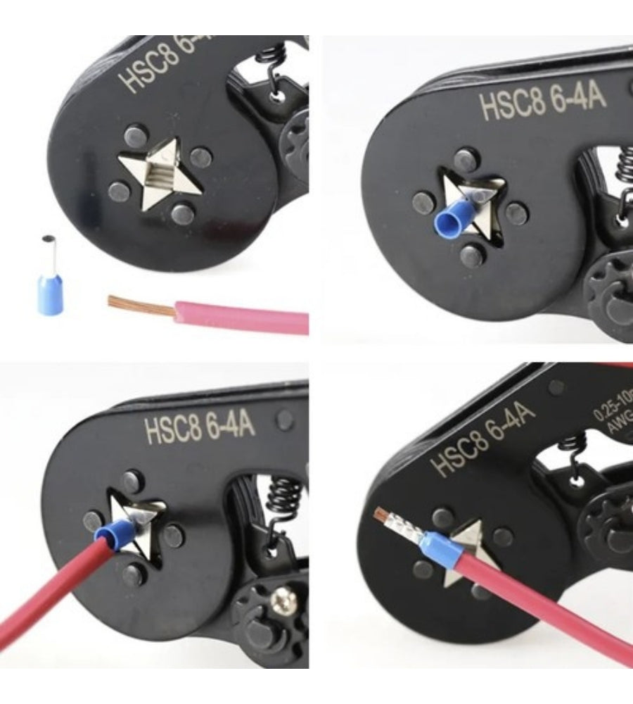 Pinza Crimpatrice Capicorda Professionale Kit Elettricista Cavi 0,25/10mm 500 PZ