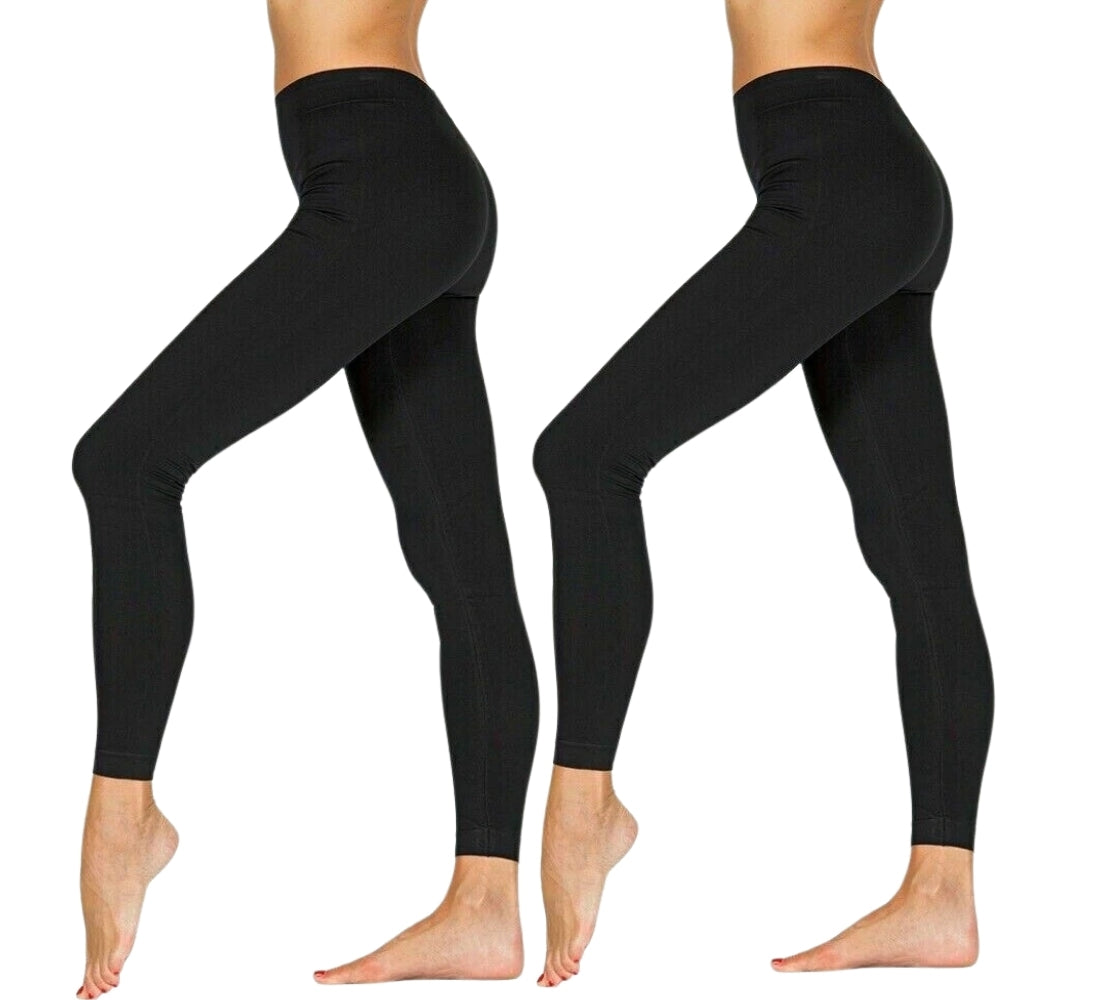 Pack 2 Leggings Donna Invernale Termico Felpato Caldi Elastico Comodo Nero
