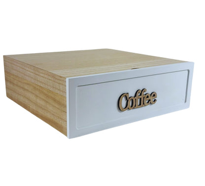 Cassetto Porta Cialde Capsule in Legno Organizer Cucina 30x30x10 cm 3 Scomparti