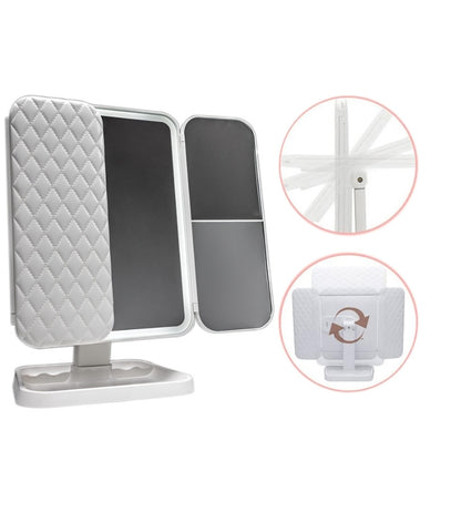 Specchio Cosmetico Illuminato Specchio Trucco LED 3 Zoom Regolabile Rotante USB