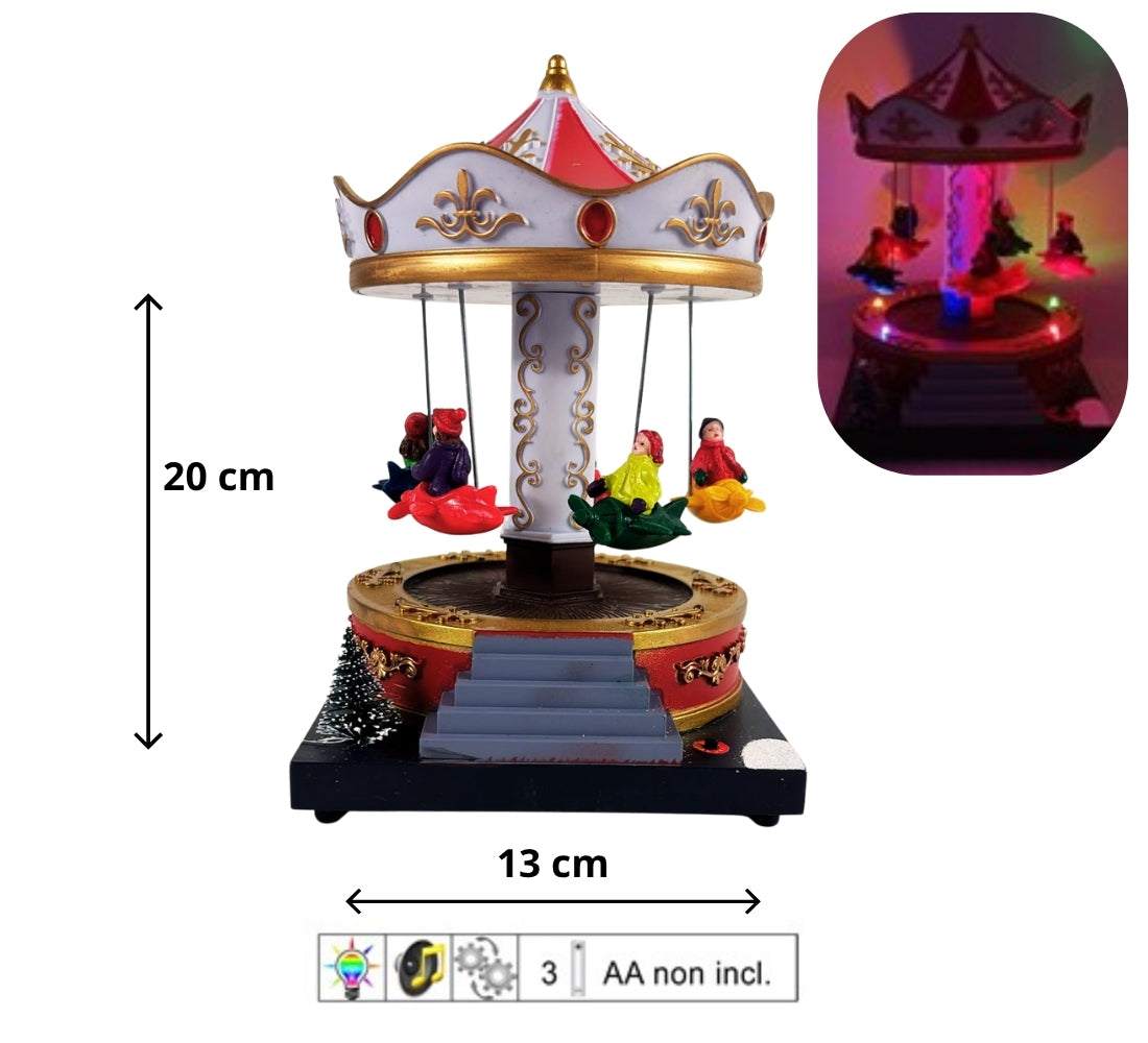 Giostrina Natalizia Carillon Aereoplani per Villaggio di Natale Luci e Movimento