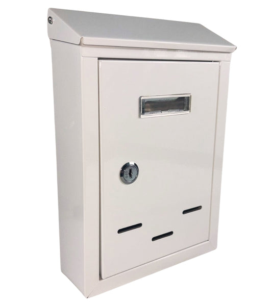 Cassetta della Posta in Metallo 2 Chiavi Casella Postale Buca Lettere Bianco