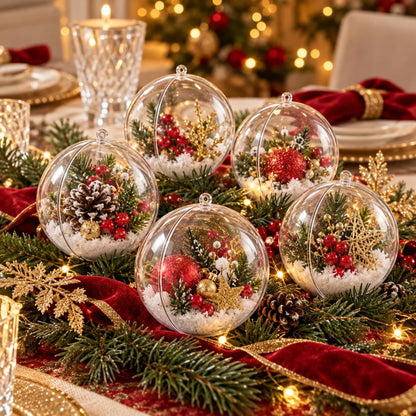 5 Palline Natale Trasparenti Apribili 10 cm Sfere da Riempire Fai da Te