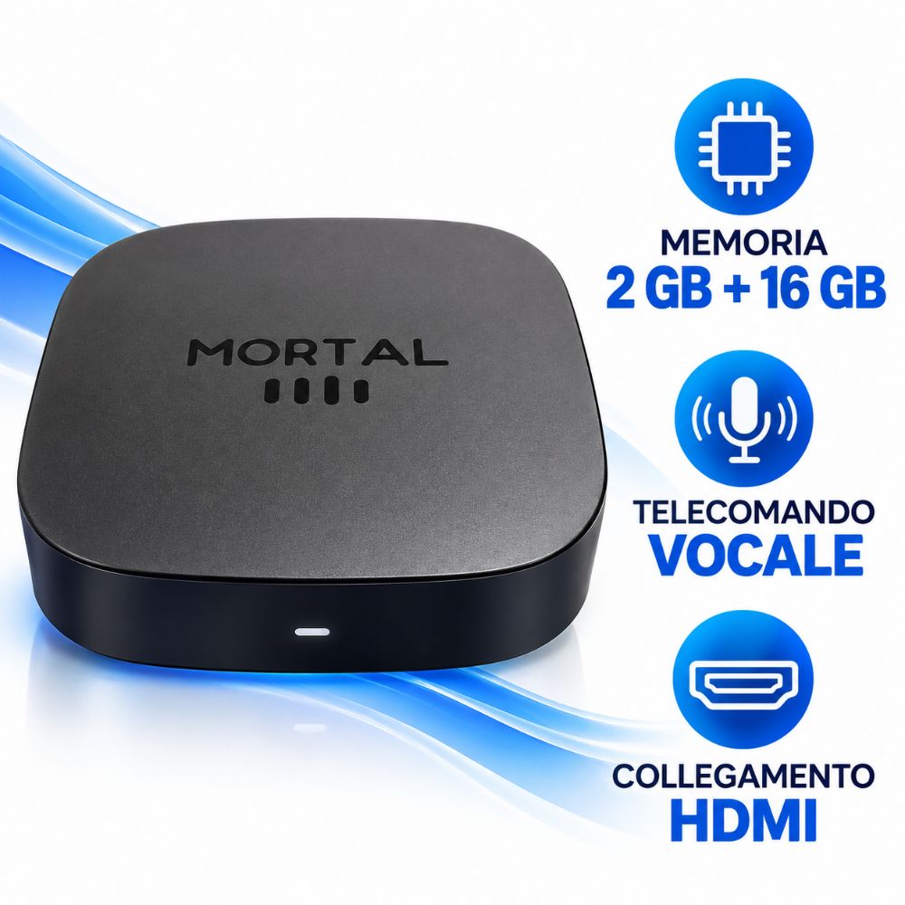 TV Box Android 8K 2GB RAM 16GB ROM WiFi HDMI Telecomando Vocale