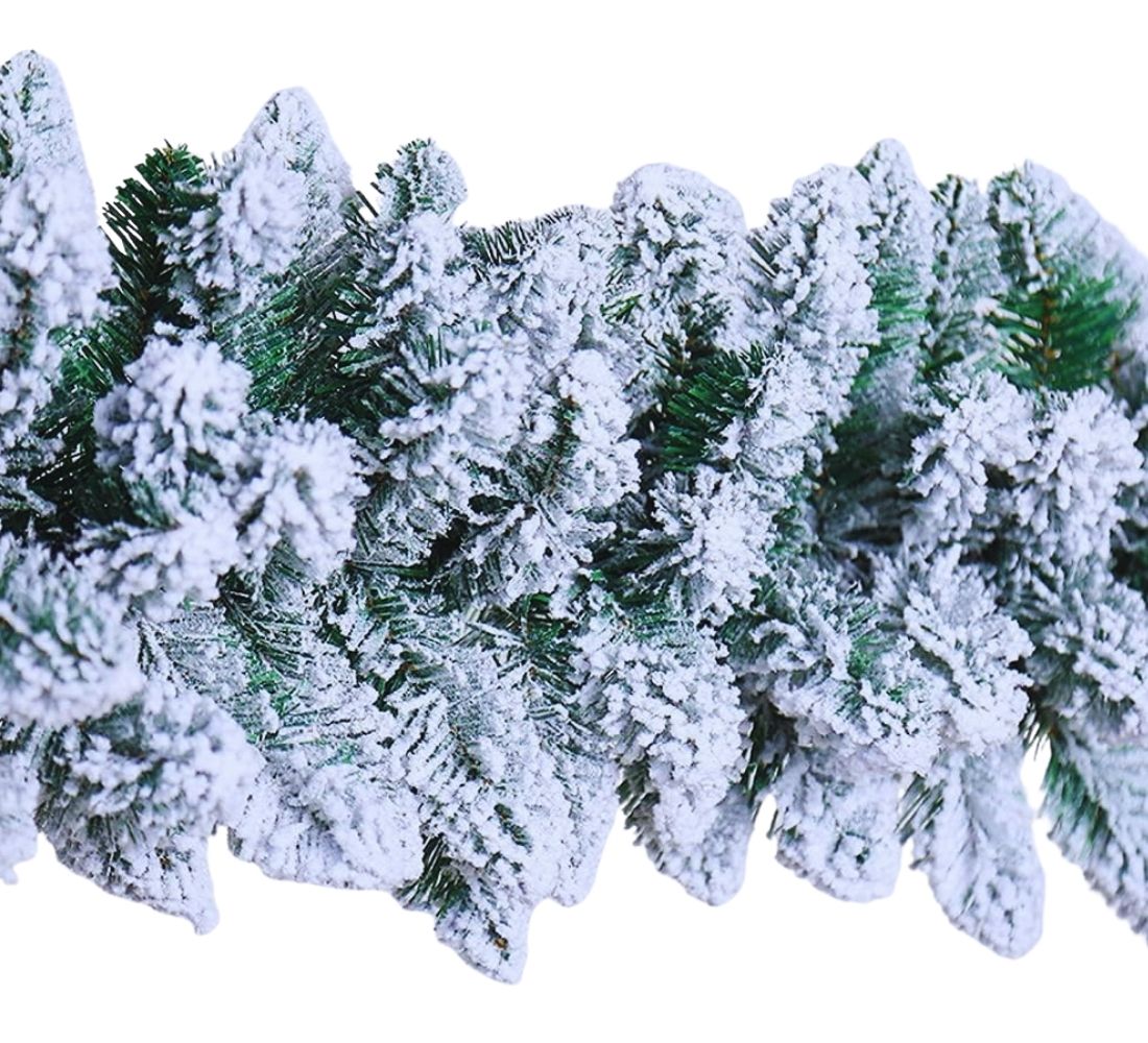 Ghirlanda Natalizia 200 Rami Innevata Decorare Addobbare Porta Camino Scala 270 cm