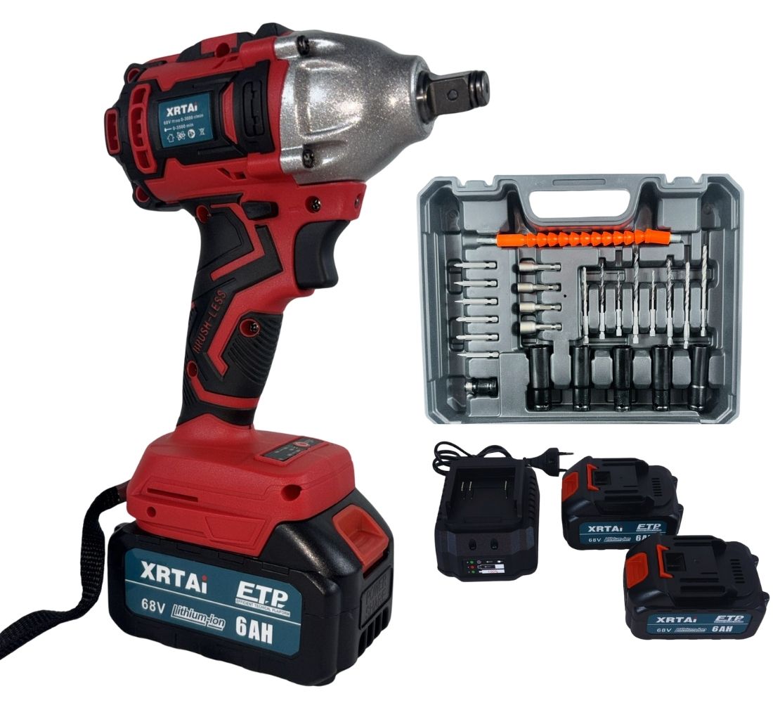 Avvitatore ad Impulsi 2 Batteria 68V 6AH Trapano Pistola Pneumatico + Accessori
