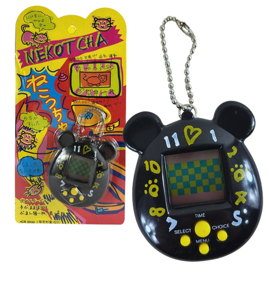 Nekotcha Tamagotchi Virtual Pet Vintage Originale JAPAN Sigillato nero