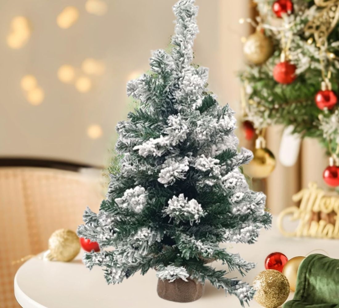 Albero di Natale innevato Piede in yuta Decorazioni Natalizie 60 cm Ø 38 cm Fair