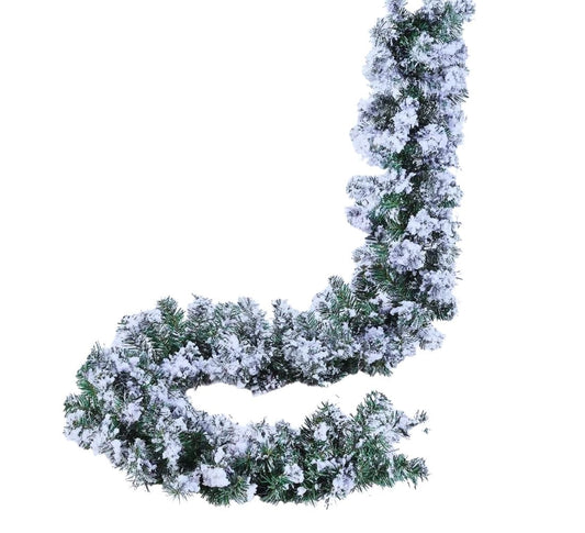 Ghirlanda Natalizia 200 Rami Innevata Decorare Addobbare Porta Camino Scala 270 cm