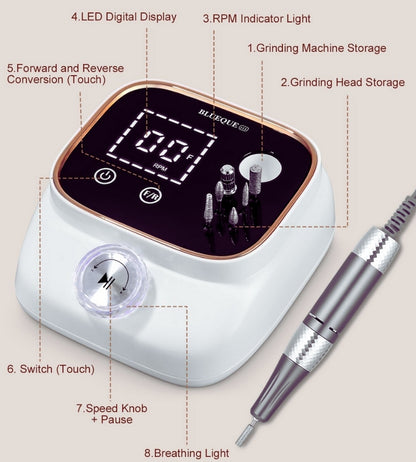 Fresa per Unghie Professionale 45000RPM Lima Elettrica per Unghie Touchscreen
