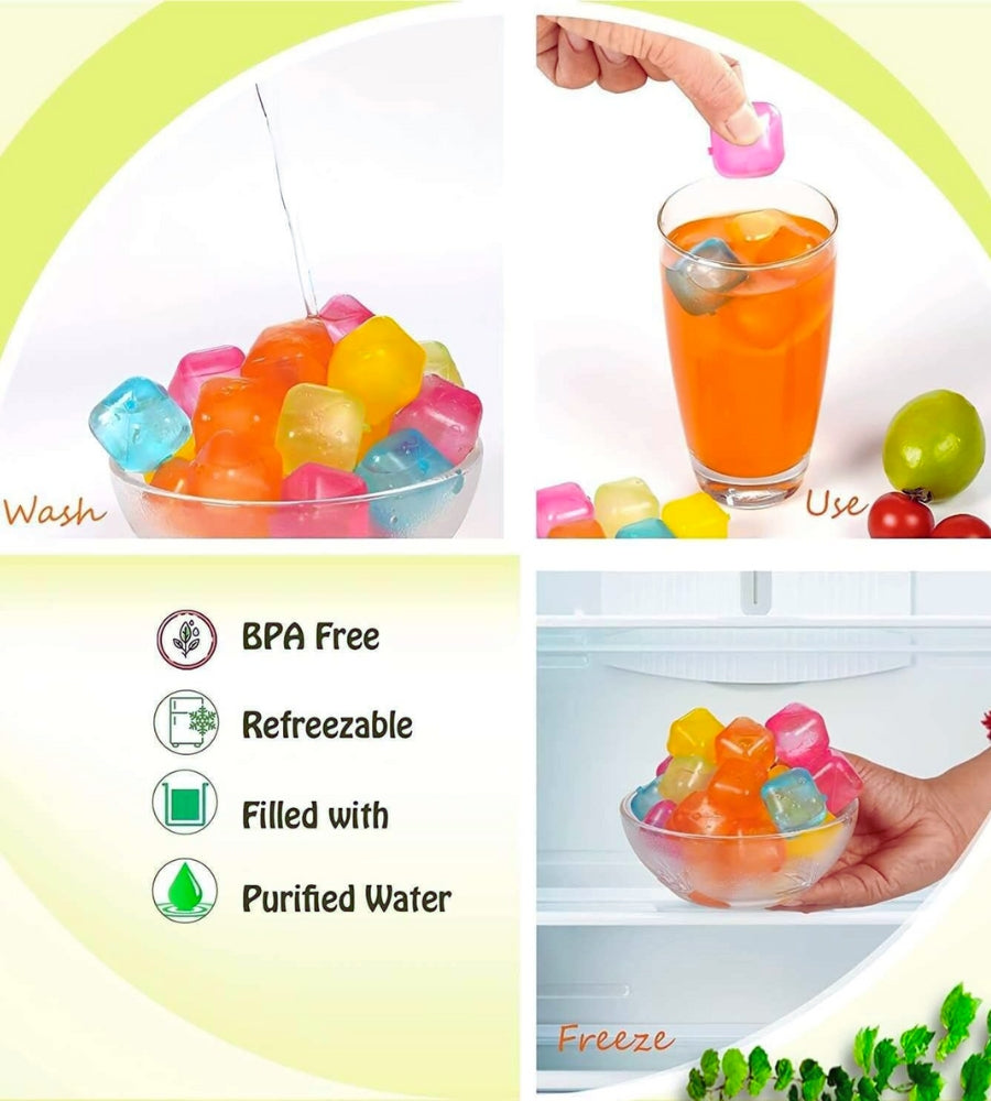 Set 36 Cubetti di Ghiaccio Riutilizzabili Colorati Atossici Per Bevande Cocktail