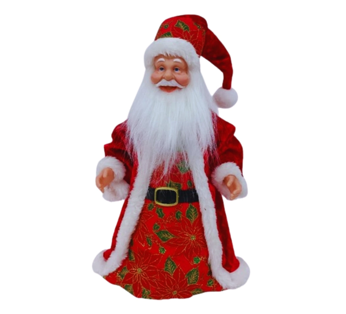 Puntale per Albero Babbo Natale 30 cm Abito con Pelliccia Decorazioni Natalizie