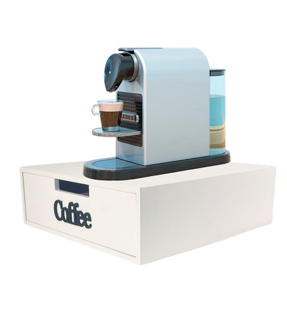 Cassetto Porta Cialde Capsule in Legno Organizer Cucina 30x30x10 cm Bianco